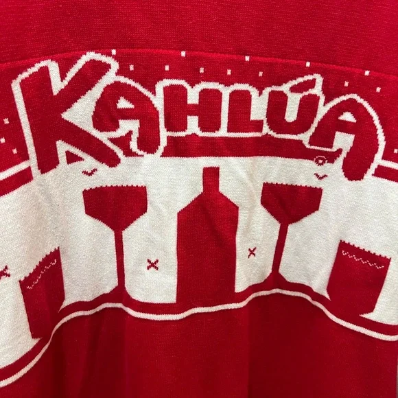 Kahlúa Holiday "Ugly" Sweater logo bottle glasses festive red white XL LIKE NEW - Picture 8 of 11